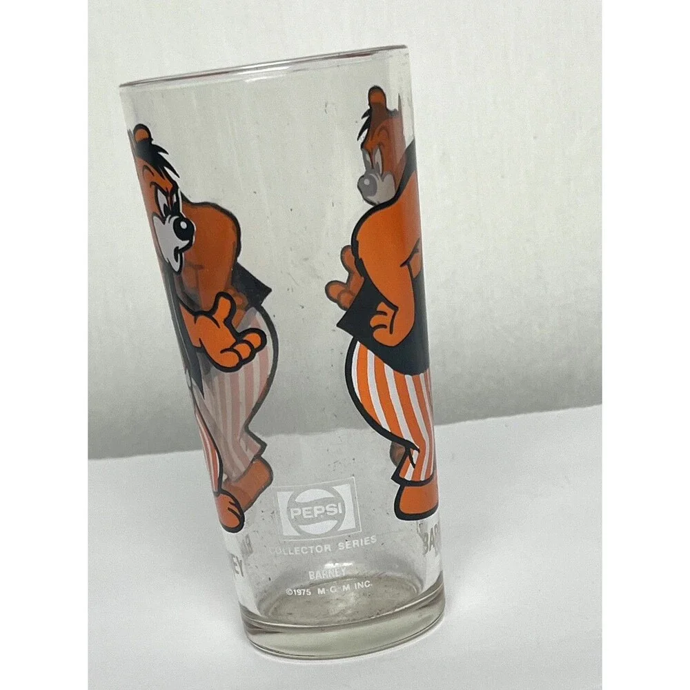 Cartoon Glass Vintage 70s Barney Bear Character Pepsi Collector‎ Series Made USA